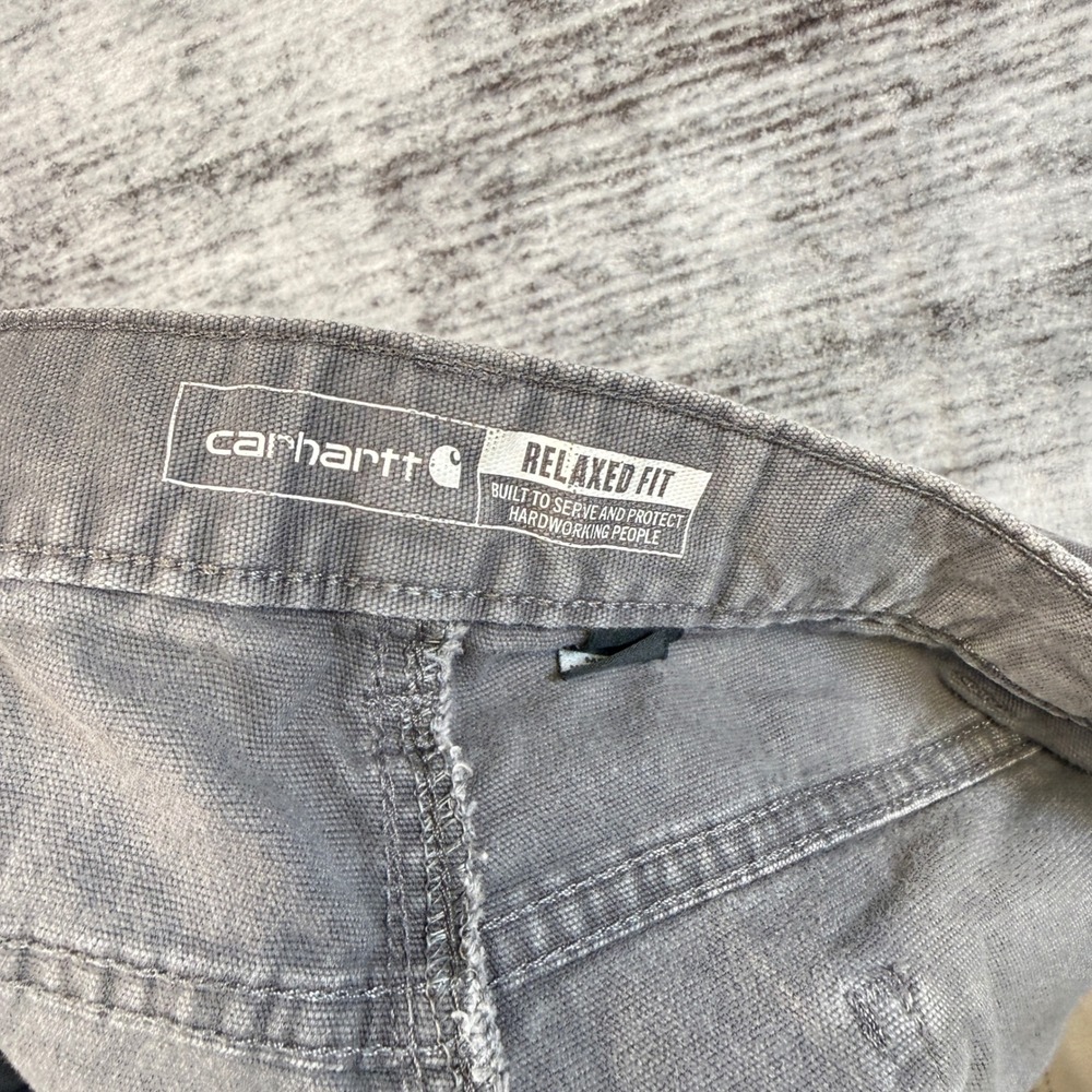 Carhartt Mens Relaxed Fit Rugged Flex Work Pants Grey 38x32 Distressed - Picture 3 of 11